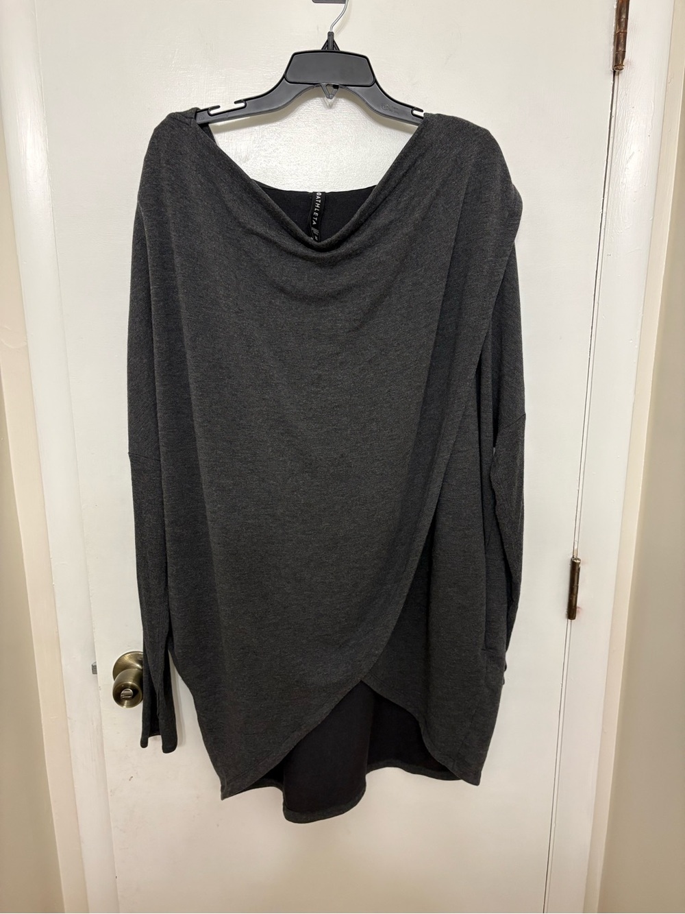 Athleta Purana Wrap Hoodie Charcoal Gray Nirvana Asymmetric Sweatshirt XL